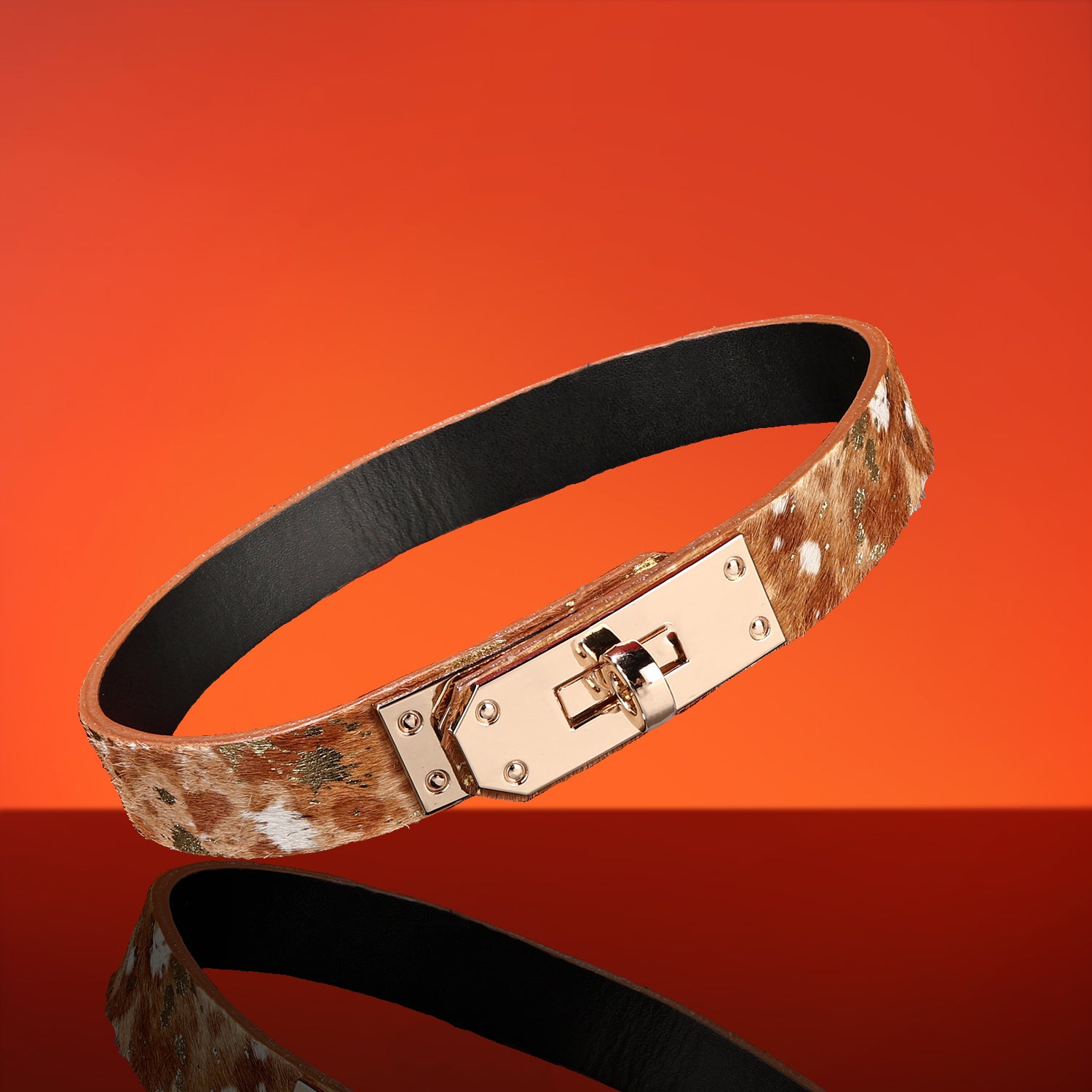Goldenhour-Fur-Textured Leather In Golden