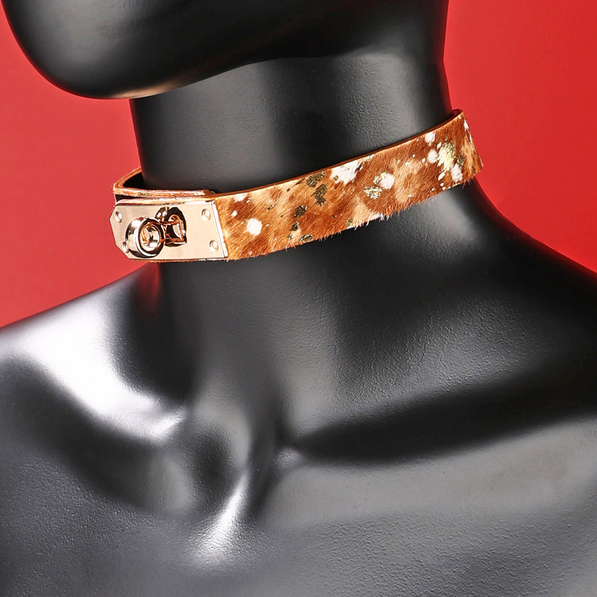 Goldenhour-Fur-Textured Leather In Golden