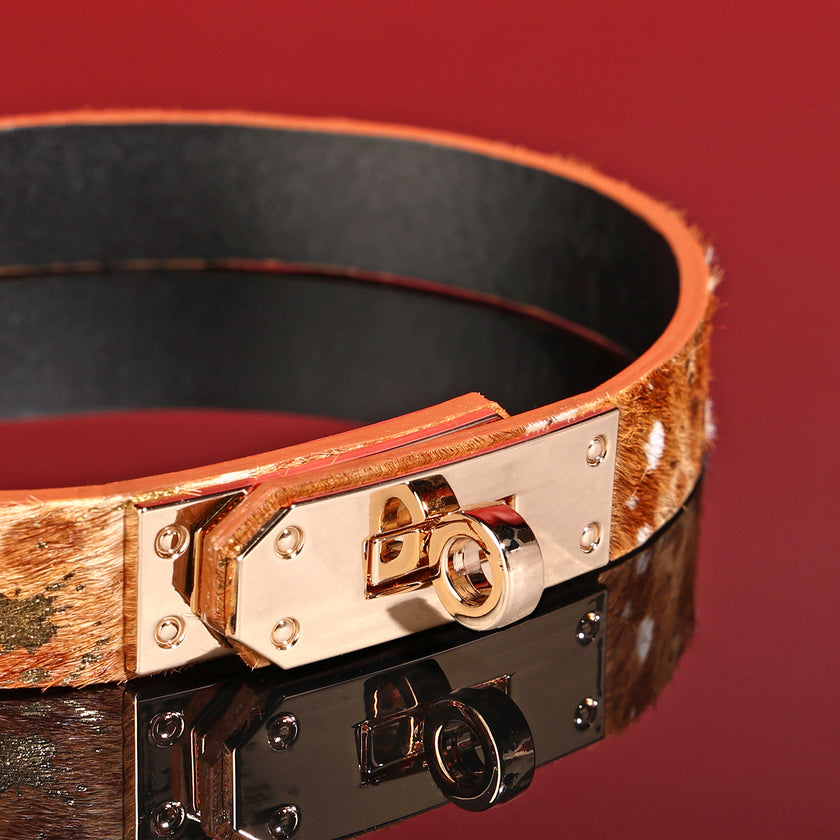 Goldenhour-Fur-Textured Leather In Golden