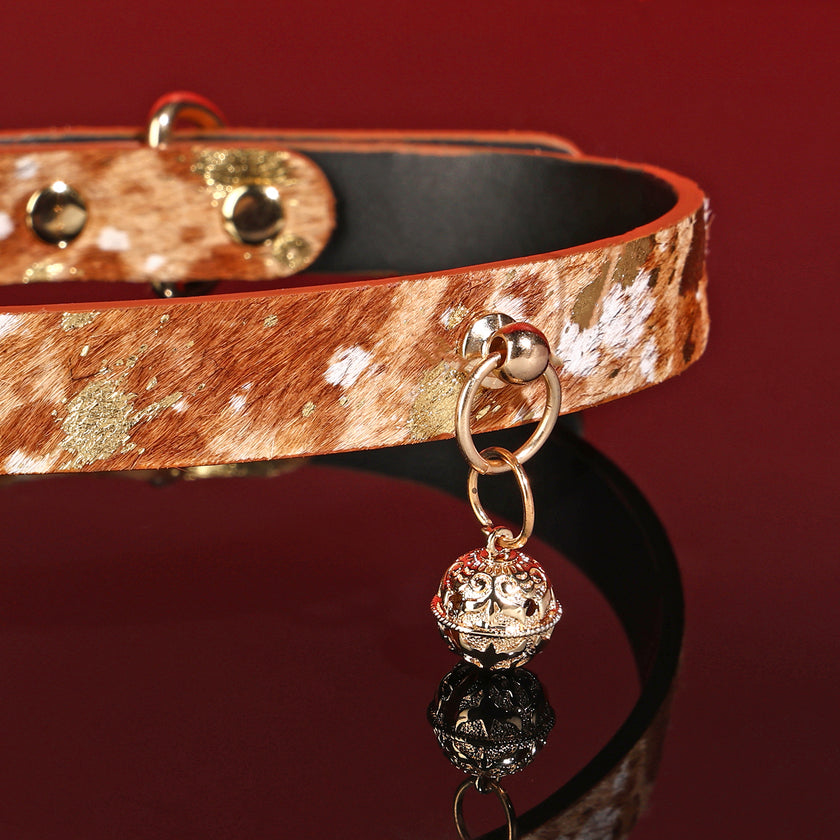 Goldenhour-Fur-Textured Leather In Golden