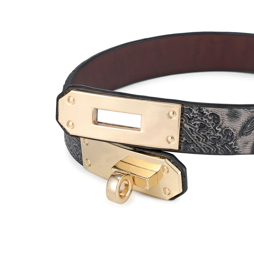 Cinnabar-Heat Reactive Embossed Leather