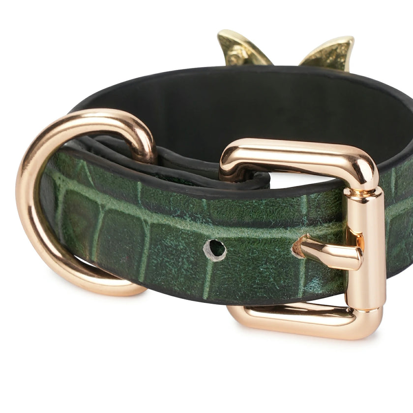 Delicate-Cantaloupe Pattern Embossed Leather Cuffs