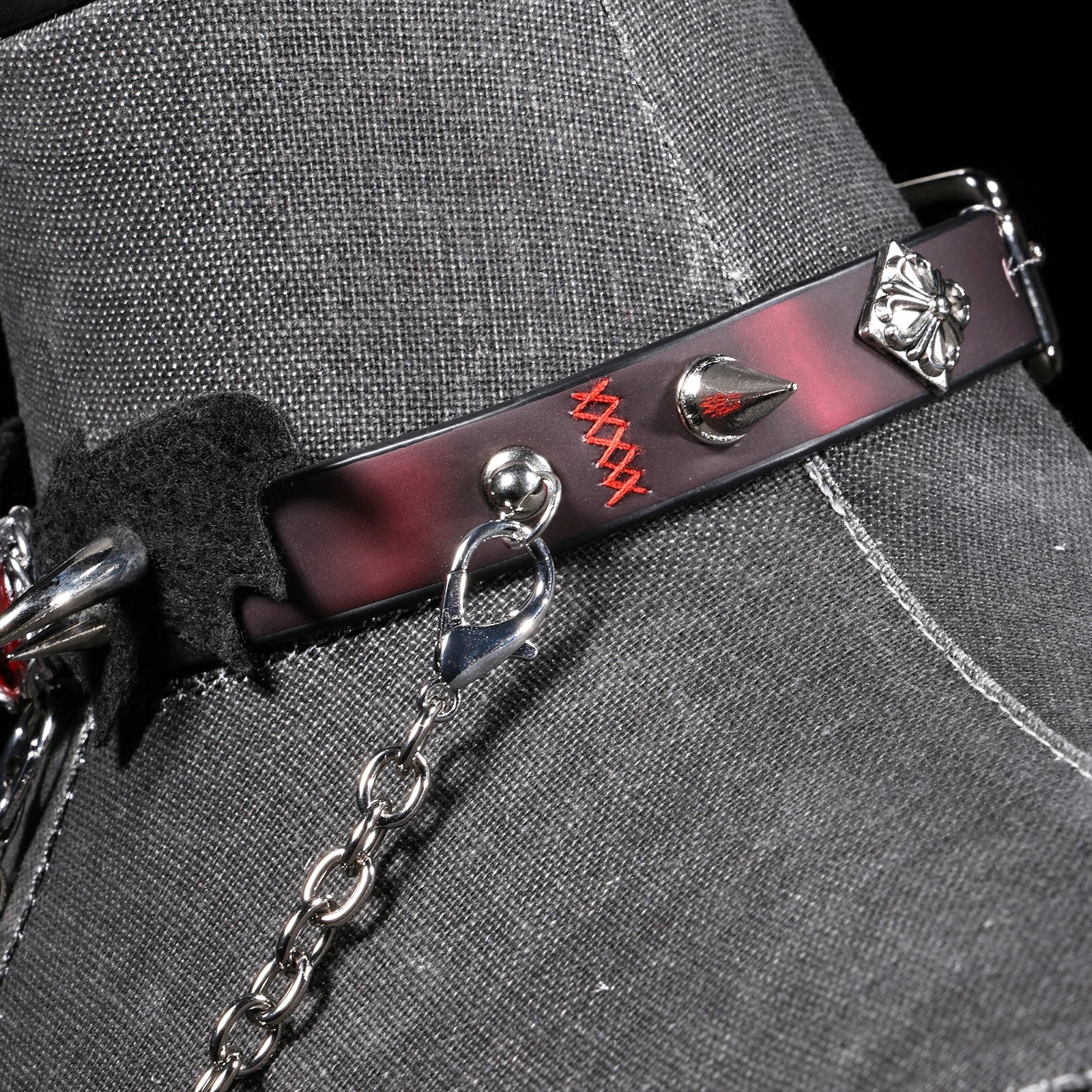 「Evil Eyes」Handmade Color-changing Leather Choker