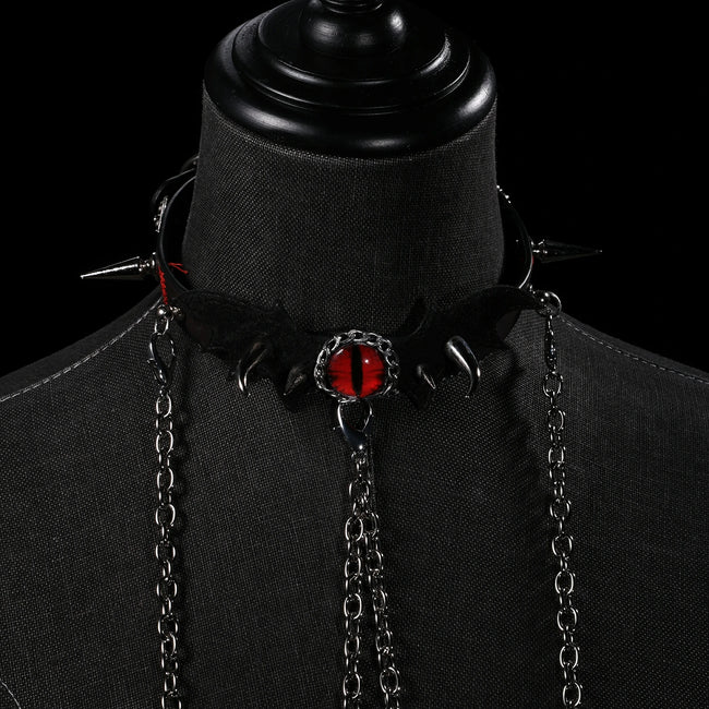 「Evil Eyes」Handmade Color-changing Leather Choker