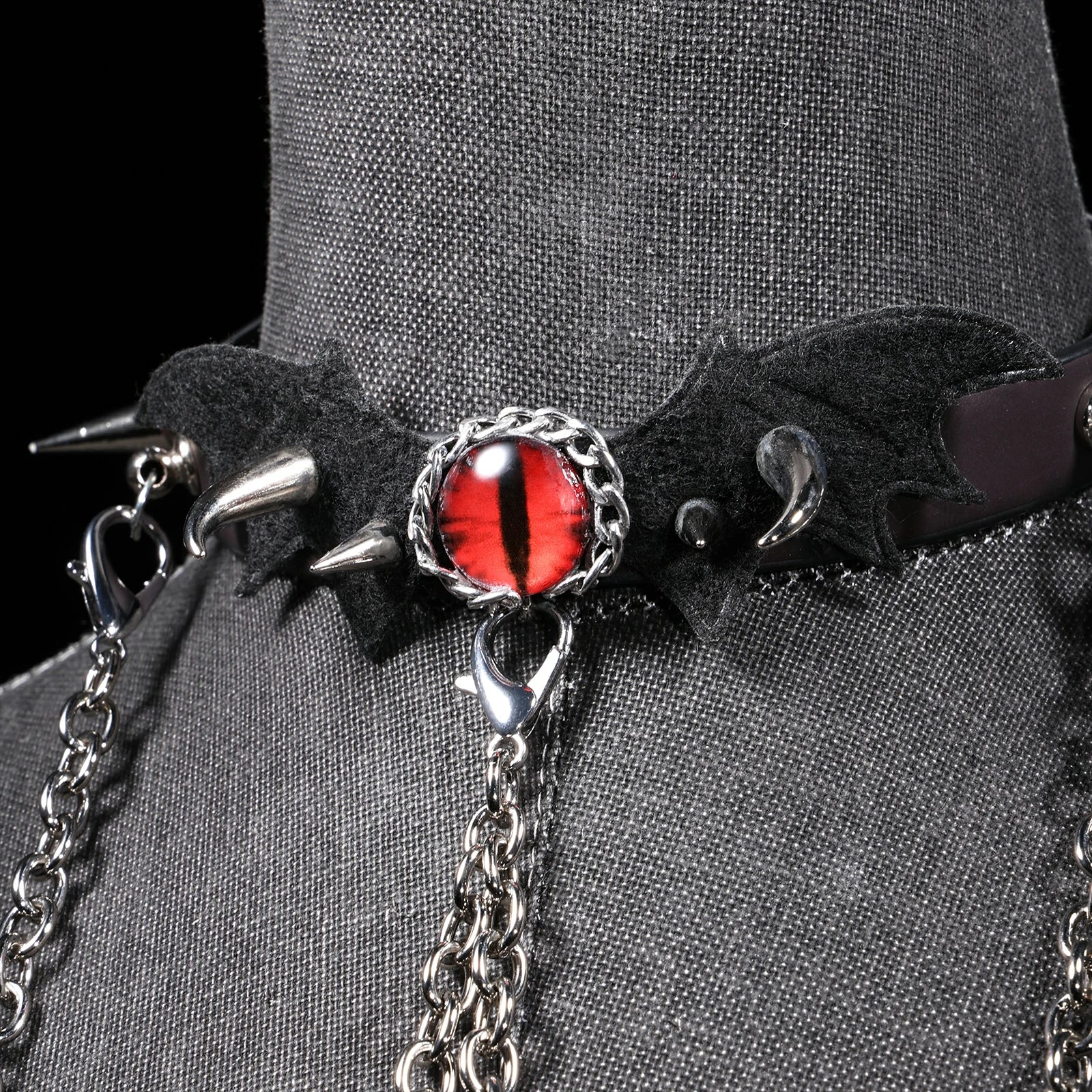 「Evil Eyes」Handmade Color-changing Leather Choker