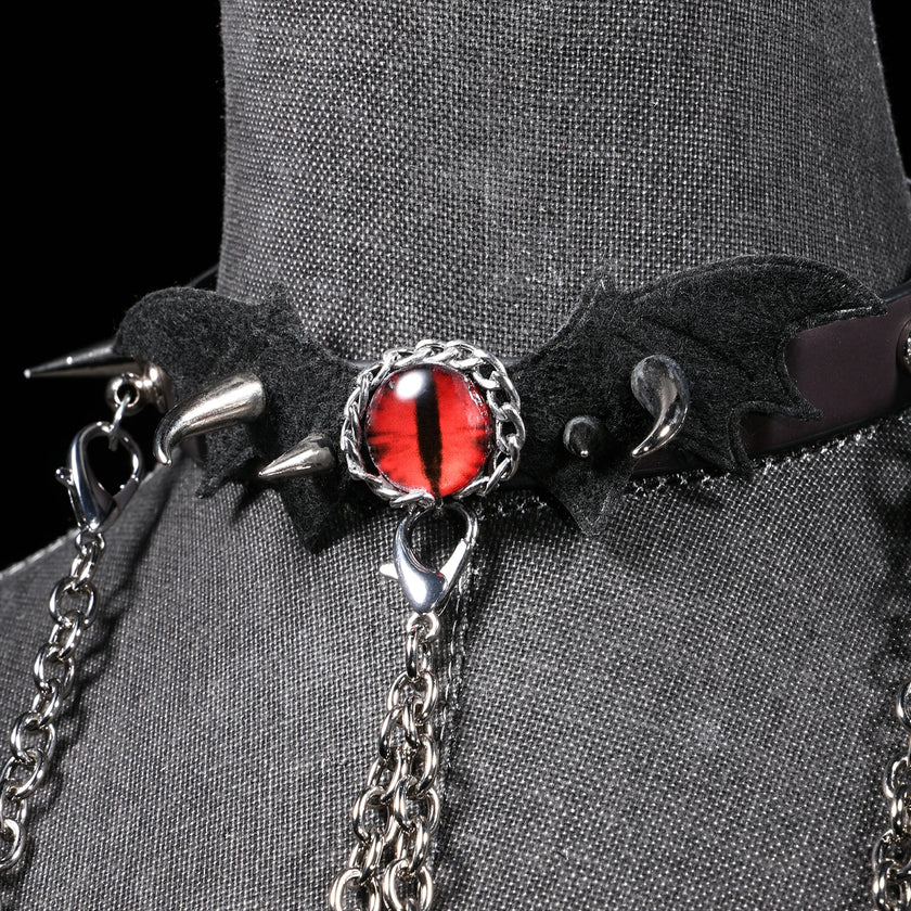「Evil Eyes」Handmade Color-changing Leather Choker