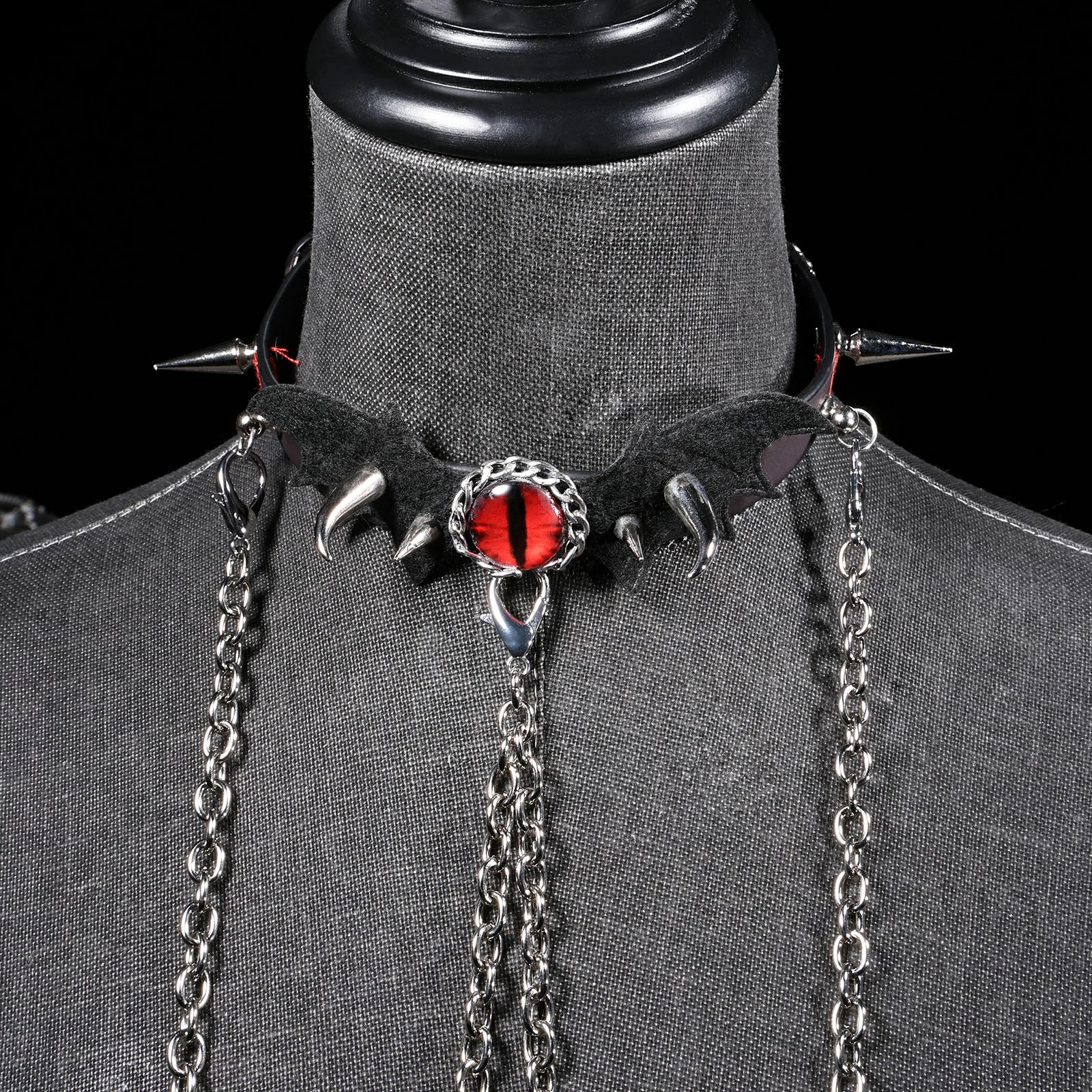 「Evil Eyes」Handmade Color-changing Leather Choker