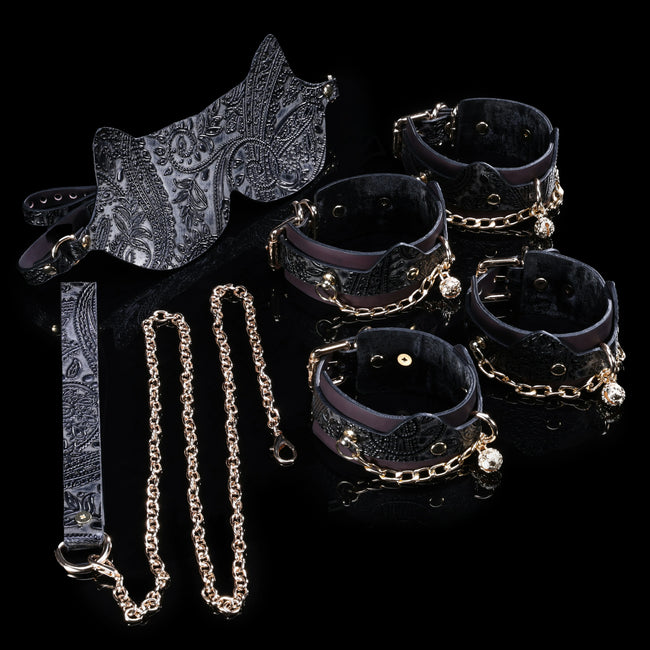 「Shokra」Handmade Color-changing Embossed Leather BDSM Full Set