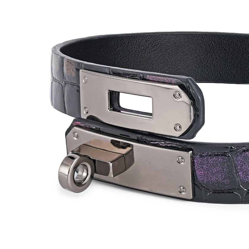 「Kelly」Handmade Embossed Leather Choker