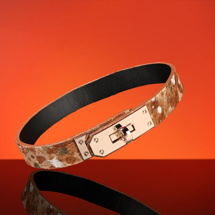Goldenhour-Fur-Textured Leather In Golden