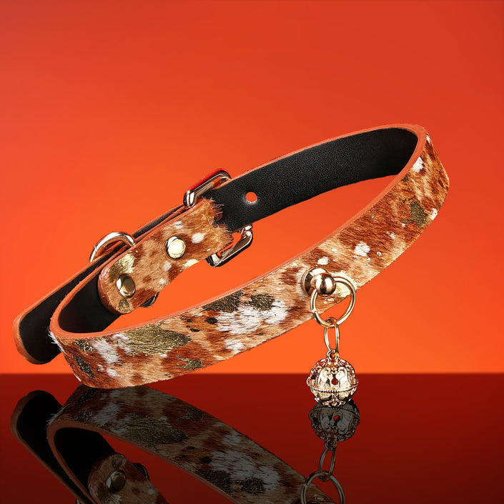 Goldenhour-Fur-Textured Leather In Golden