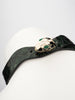 Greenie-Stone Embossed Leather In Blackish Green