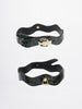 Greenie-Stone Embossed Leather In Blackish Green
