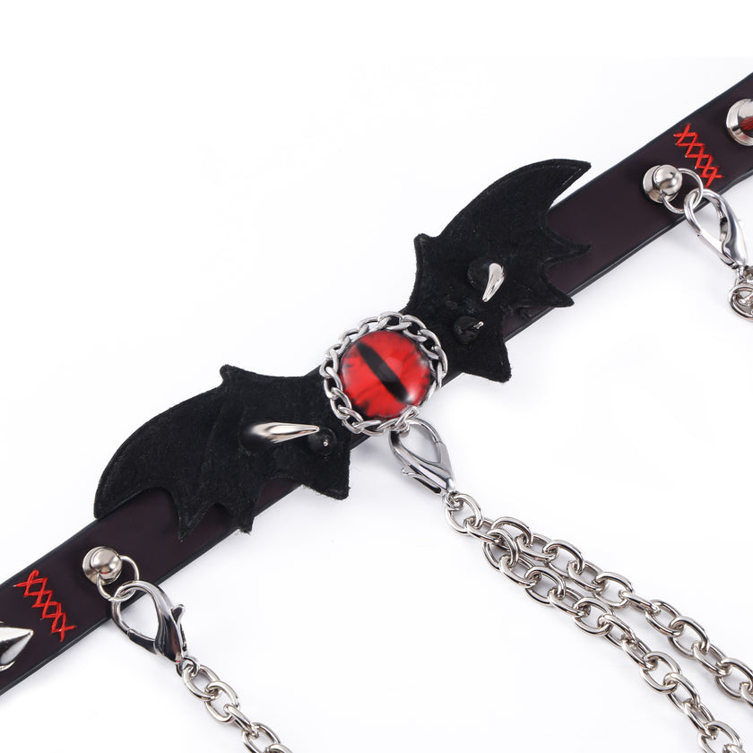 「Evil Eyes」Handmade Color-changing Leather Choker