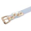 Foam_Handmade_Soft_Silicone_BDSM_Ball_Gag: Handmade BDSM ball gag (sex gag) featuring iridescent rainbow - hued straps with gold - tone hardware, blending artisanal design for kink play.