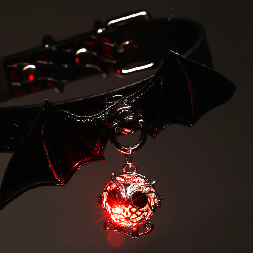 「Light Bat」Handmade Color-changing Leather Choker
