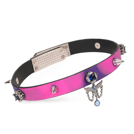 「Purple Angel Wings」Handmade Color-changing Leather Choker