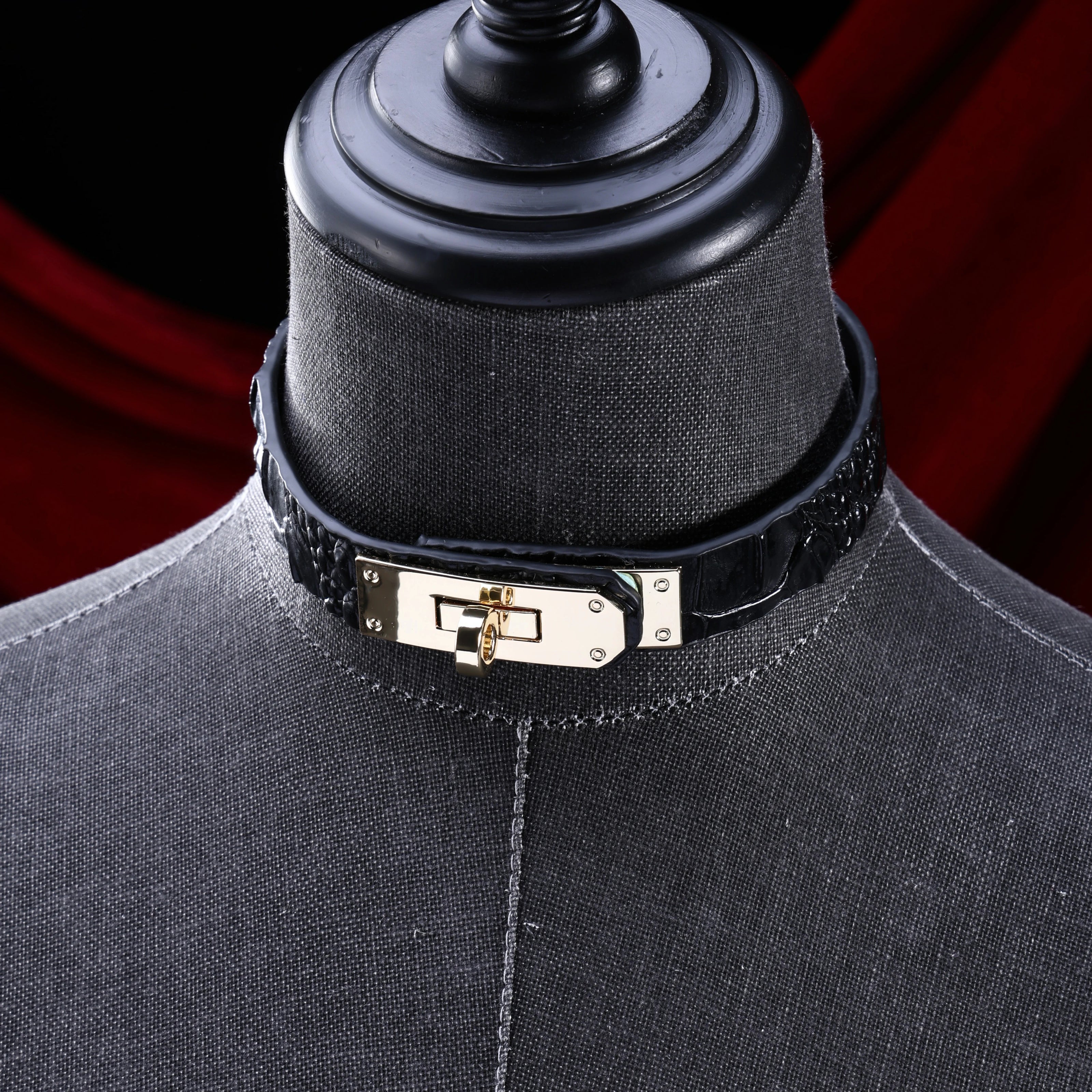 「Crocodile Tears」Handmade Embossed Leather Choker