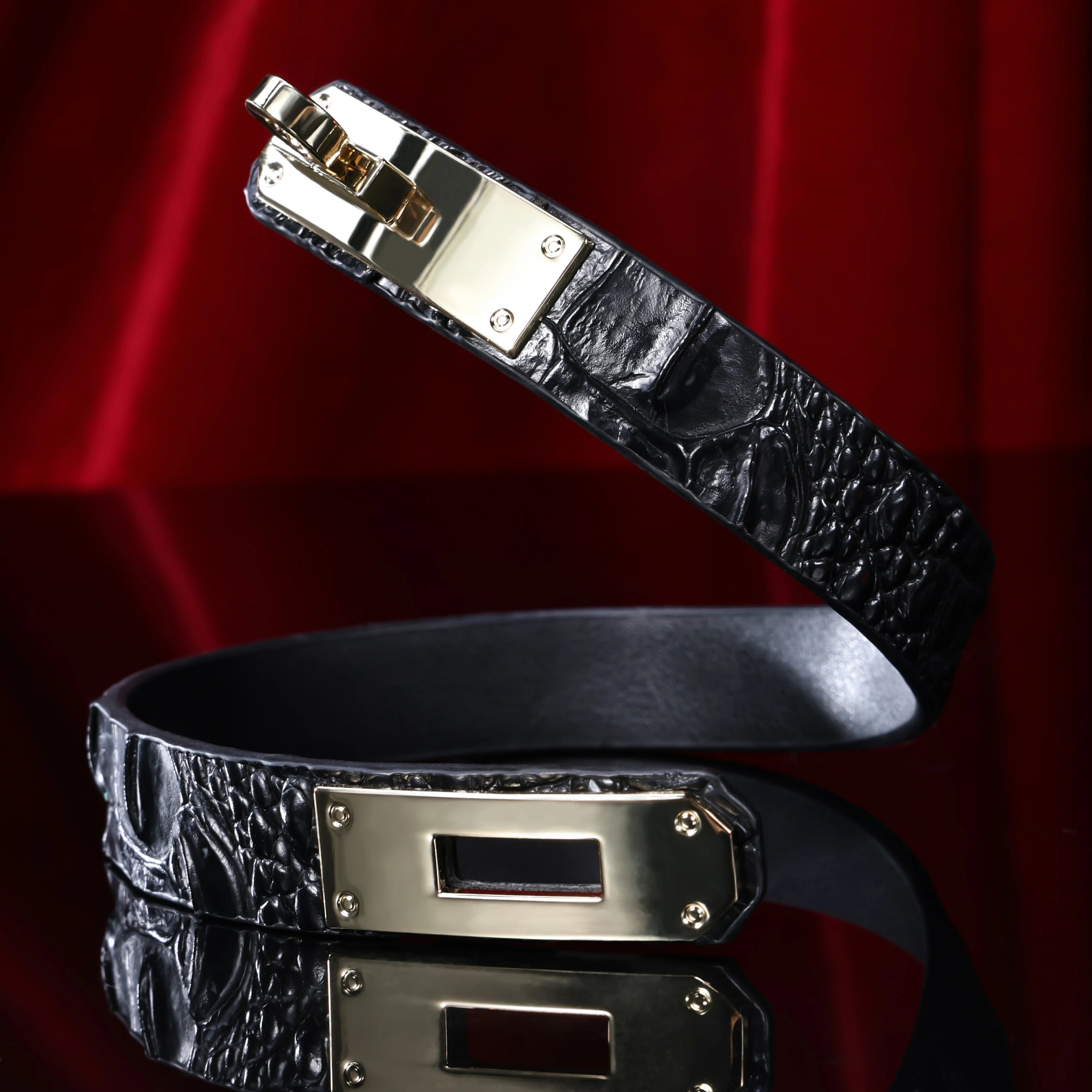 「Crocodile Tears」Handmade Embossed Leather Choker