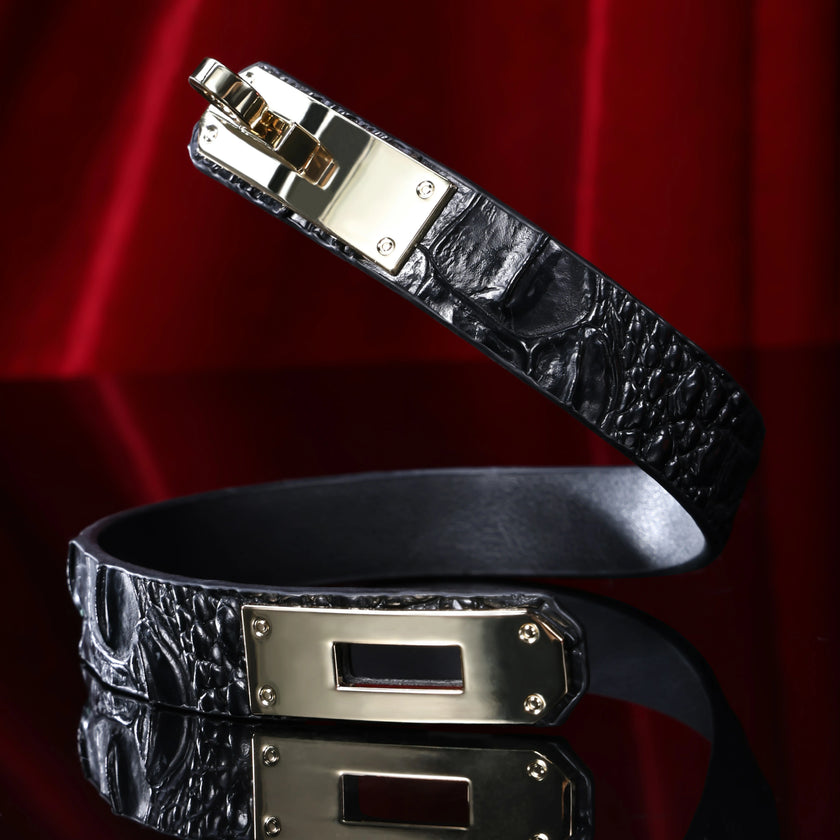 「Crocodile Tears」Handmade Embossed Leather Choker