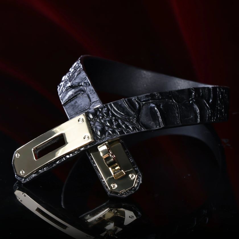 「Crocodile Tears」Handmade Embossed Leather Choker