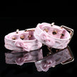 「Rococo Knot」Handmade Pink Embossed Leather Cuffs