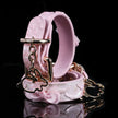 「Rococo Knot」Handmade Pink Embossed Leather Cuffs