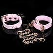 「Rococo Knot」Handmade Pink Embossed Leather Cuffs
