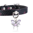 Espejito-Embossed Leather With Transparent Purple Butterfly