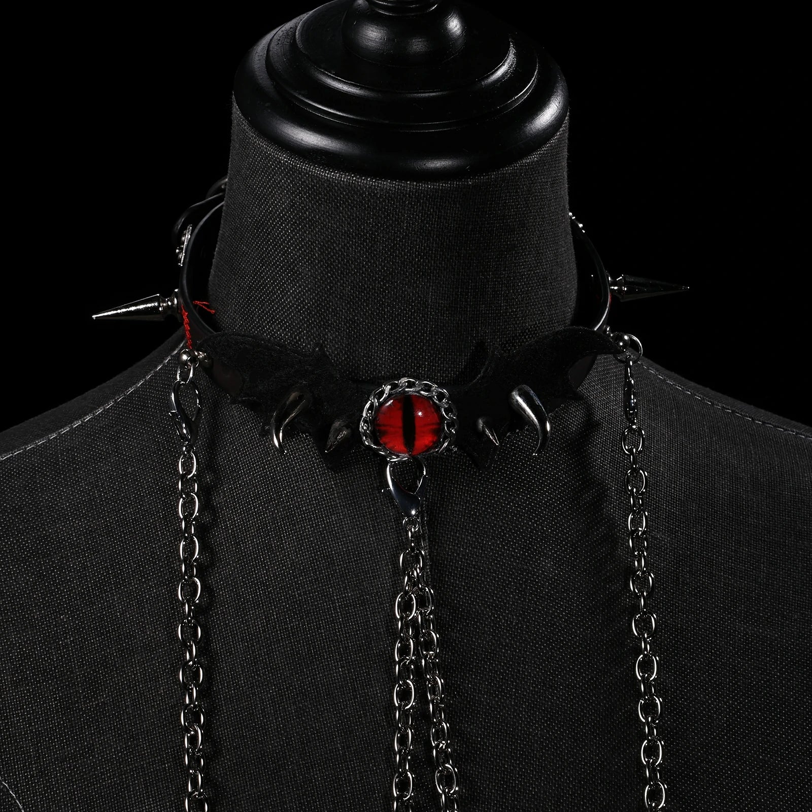 「Evil Eyes」Handmade Color-changing Leather Choker