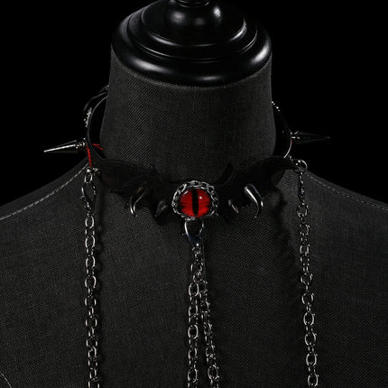 「Evil Eyes」Handmade Color-changing Leather Choker