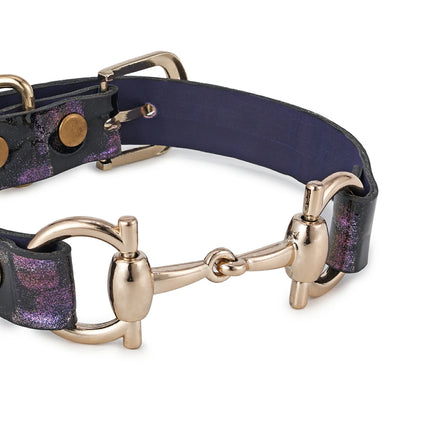 Falenia-Stone Embossed Leather Violet Black