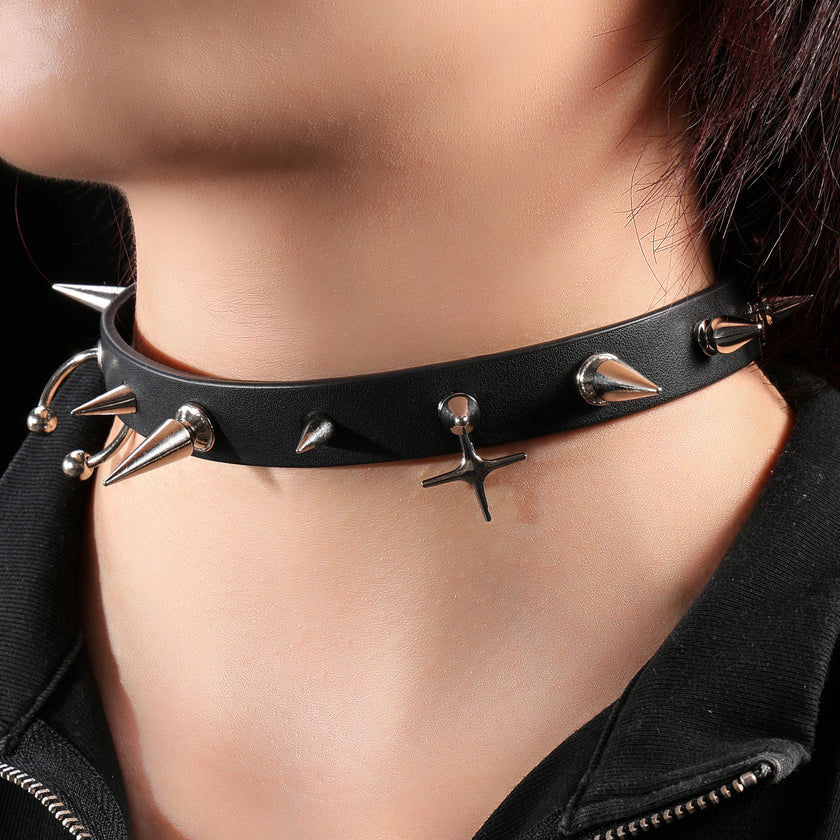「Gear Cross 」Handmade Punk Spike Collar