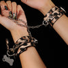 「Hunter Shadow」Handmade Leopard Print Leather Cuffs