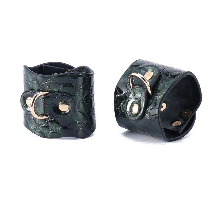「Green Snake」Handmade Croc-Embossed Leather BDSM Gear