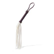 「Luminous Whip」Handmade Leather BDSM Flogger: Handmade BDSM flogger featuring glow - in - the - dark, heat - reactive, color - changing faux leather tails. Delivers soft - to - stinging impact, blending ethereal luminous charm with responsive design for kink scenes.