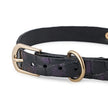 Neon-Haze-Stone Embossed Leather Choker In Glossy Jet Black&Violet