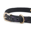 Neon-Haze-Stone Embossed Leather Choker In Glossy Jet Black&Violet