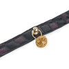 Neon-Haze-Stone Embossed Leather Choker In Glossy Jet Black&Violet