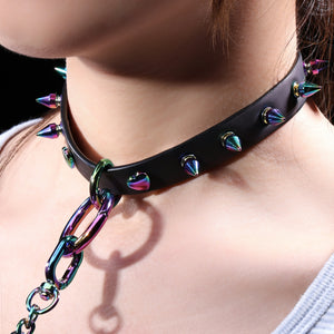 「Phantom」Handmade Color-changing Leather Rainbow Choker
