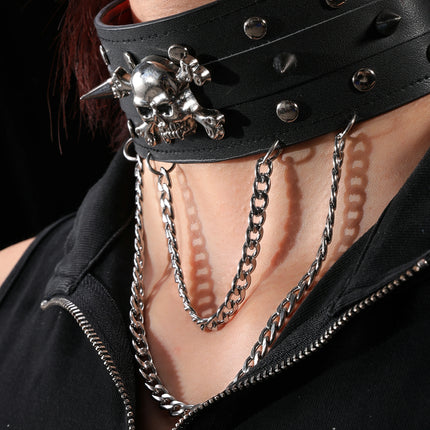 「Prison Chain」Handmade Leather Gothic Spike Chain Collar