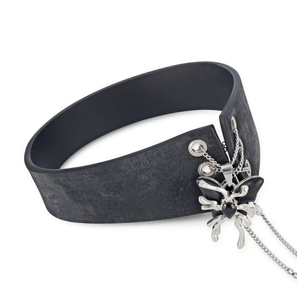 Roxey-Leather Choker With Butterfly