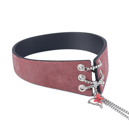 Roxey-Leather Choker With Butterfly