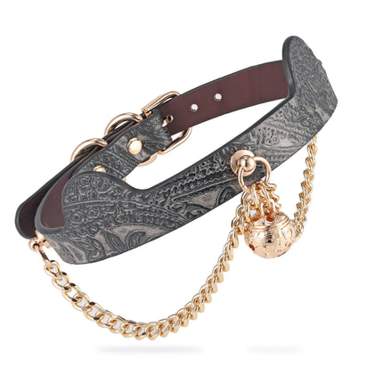 Shokra-Heat Reactive Leather Choker With Bell