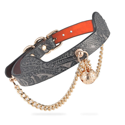 Shokra-Heat Reactive Leather Choker With Bell