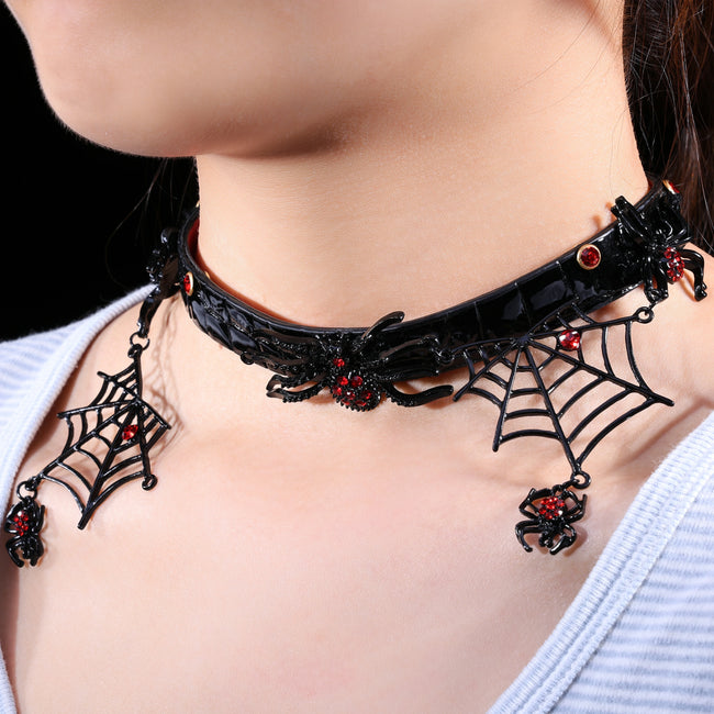 「Shadow Spider Trail」Handmade Color-changing Leather Choker