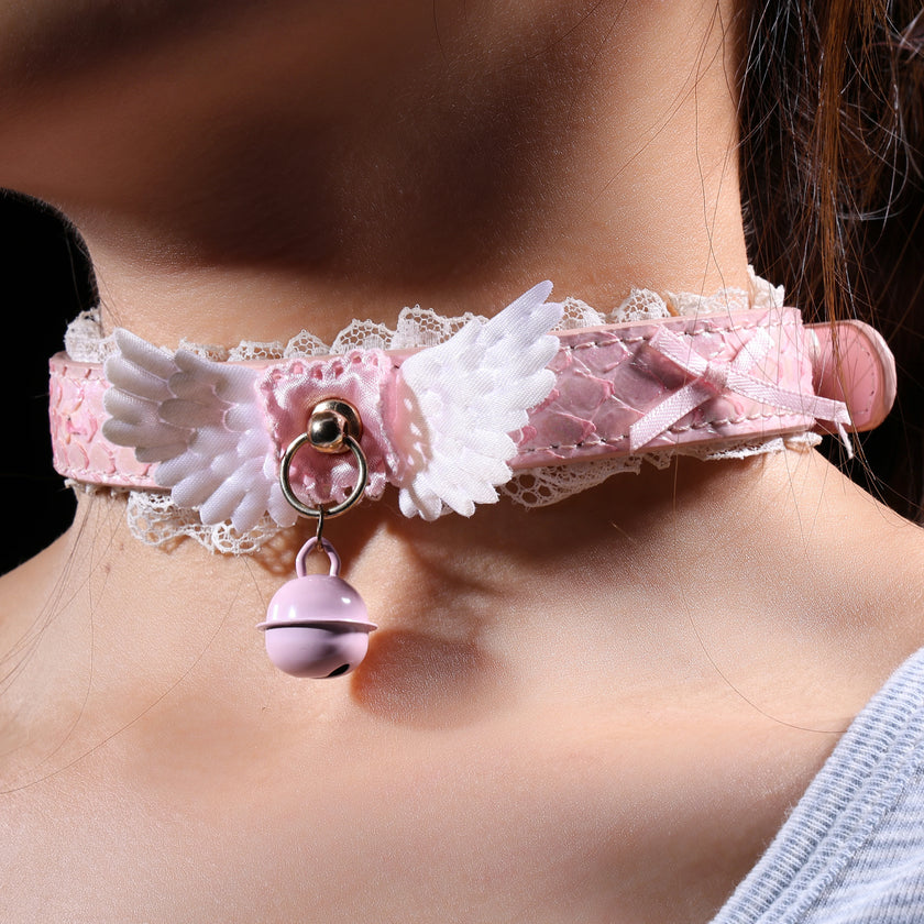 「Sweet Angel」Handmade Lolita Embossed Leather Choker