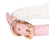 Sweet Angel-Pink Leather Collar With Angel Wings&Bells