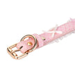 Sweet Angel-Pink Leather Collar With Angel Wings&Bells