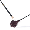 「Dog Paw」Handmade Color - changing Leather Paddle: Handmade BDSM dog paddle. Made of heat - reactive, color - changing leather. Features cute dog - paw impact surface, blending artisanal kink - play style with touch - responsive color shift, shown in paddle head close - up.